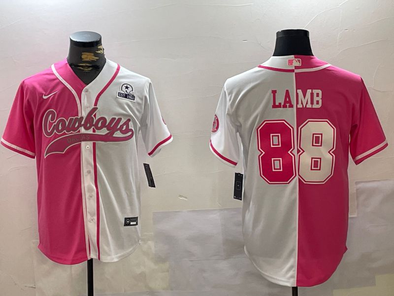 Men Dallas Cowboys #88 Lamb white pink Joint Name 2024 Nike Limited NFL Jersey style 4->dallas cowboys->NFL Jersey